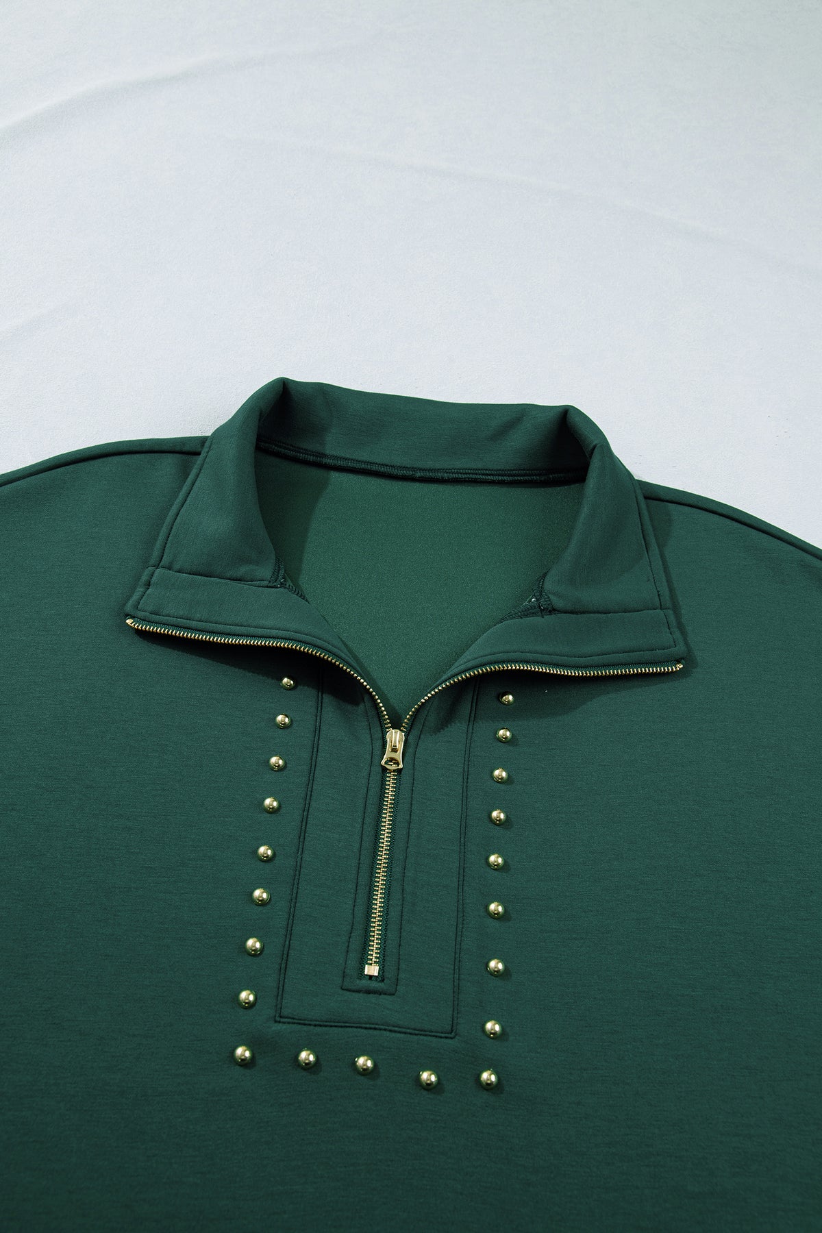 Women’s Plus-Size Green Studded Half-Zip Dress