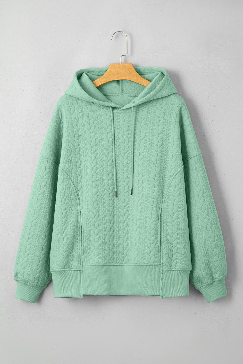 Moonlight Jade Cable Textured Oversized Hoodie