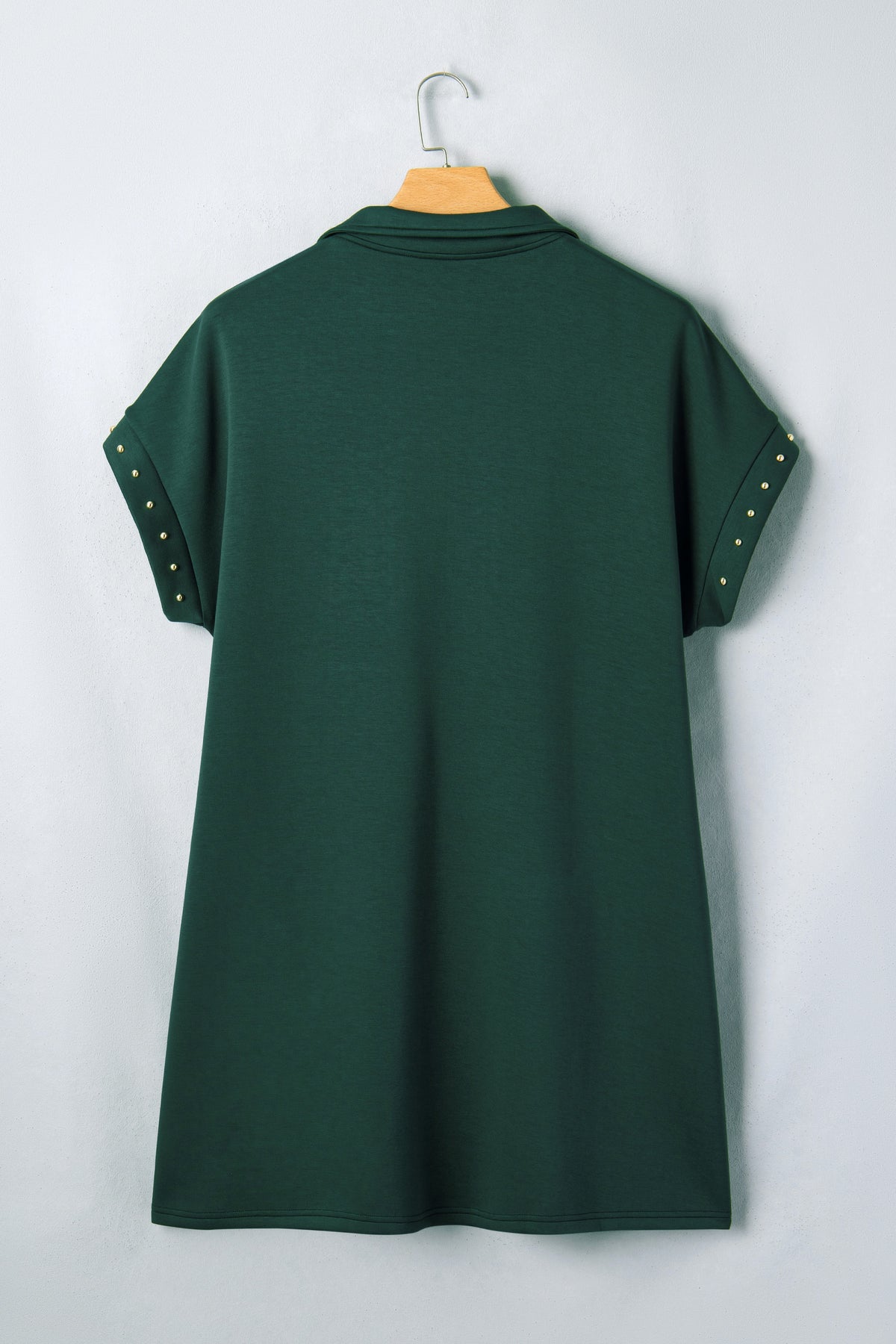 Women’s Plus-Size Green Studded Half-Zip Dress