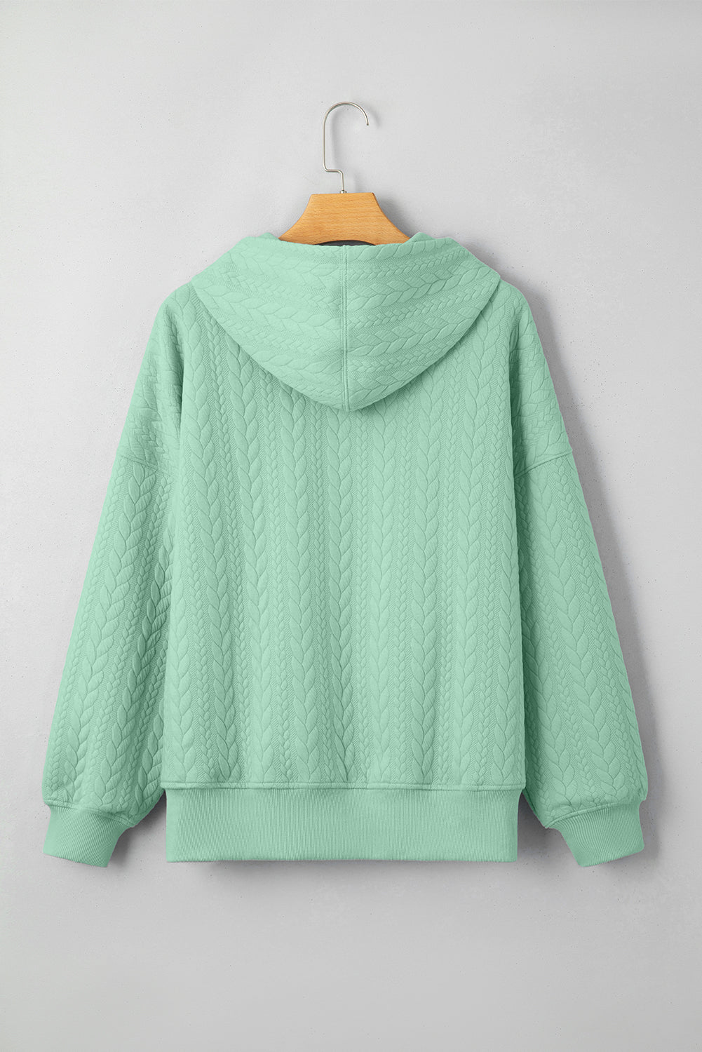 Moonlight Jade Cable Textured Oversized Hoodie