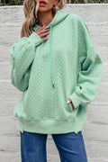 Moonlight Jade Cable Textured Oversized Hoodie