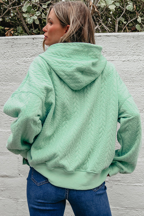 Moonlight Jade Cable Textured Oversized Hoodie