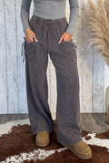 Mineral Wash Cotton Cargo Pants – Dark Brown
